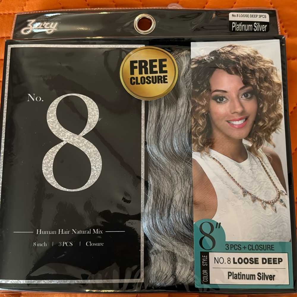 ZURY No 8 Loose deep hair. Color is Platinum Silver. 8 inches